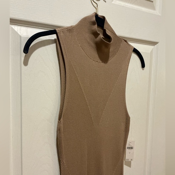 Anthropologie NWT Stretch Knit Mock Neck Sleeveless Dress Beige Woman Size Small - Picture 14 of 14
